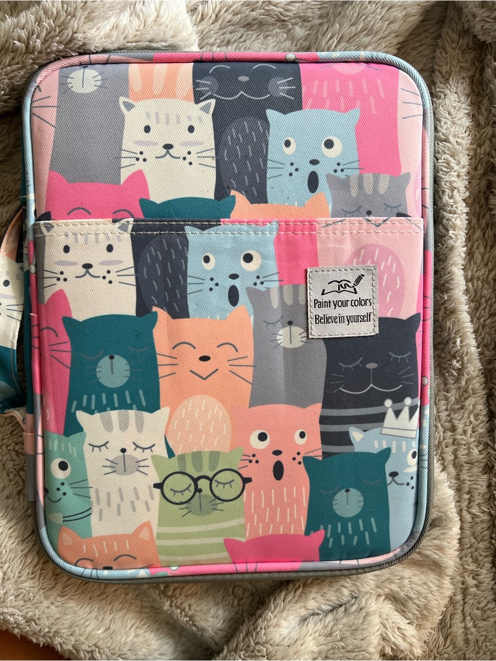 Paint Your Colors brand Cat Print Travel Pouch with gel pens included
